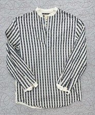 Scully Pullover Shirt Blue White Banded Collar Striped Western Retro VTG / Small picture