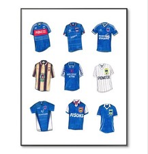 Ipswich Town Football Shirt, Ipswich Football Poster, Retro Soccer, A4 Print. picture