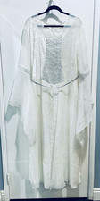 EUC White/Silver Velvet Fairy Angel Eowyn Bell Sleeve Costume Cosplay XL picture