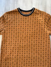 MCM Visetos T-Shirt Mens Medium Cognac Brown All Over Monogram Logo Cotton  picture
