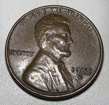 RARE - 1955 D Lincoln Wheat Penny “L” In Liberty on rim picture