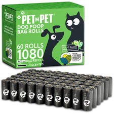Pet N Pet 1080 Count Black Dog Poop Bag Rolls, 41% Plant-Based, 59% PE Waste Bag picture