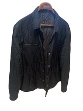 Men’s Etro black quilted reversible jacket w/ leather accents paisley lining L picture