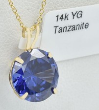 AAA TANZANITE  3.60 Cts PENDANT 14K YELLOW GOLD - Made in USA - NEW WITH TAG picture