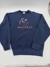 Vintage Broadway Musical New York Blue Crewneck Sweater Embroidered Size Medium picture