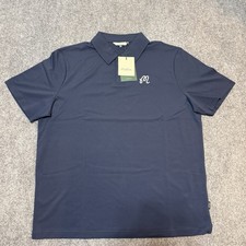 NEW Malbon Fairway Polo Shirt Mens Large Navy Blue Collared Breathable Soft Golf picture