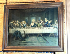 VINTAGE BRUNOZETTI THE LAST SUPPER PRINT ORIGINAL FRAME 18.5 X 14.5 (2F) picture