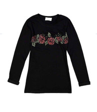 Girls Long Sleeve Top - Rhinestone Roses picture