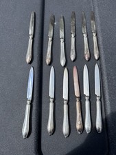 Antique A.G. Dufva Swedish Silverplate Fruit Knives Set of 12 Monogram AH picture