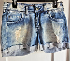 colcci jeanswear rolled cuff distressed denim shorts woman Sz 4 picture