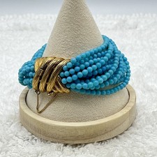 Vintage Ciner Bracelet Blue Glass Stones Torsade Style 7.25