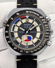 Vintage Sicura Chronographe 17J Mechanical Chronograph Watch c.1974 45mm Swiss picture