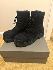 Balenciaga Men’s Black Suede Lace-Up Combat Boots Round Toe EU 42 US 8.5 picture