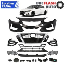 For 2020-2023 Nissan Sentra Front Bumper Upper Lower Grille Fog Lights No Fold picture