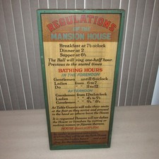Vintage Yorkraft SIGN 1968 Regulations of the Mansion House Rules 12x26 RARE picture
