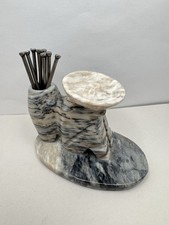 Vintage Mexican Onyx Siesta Man Sombrero Toothpick Holder Ashtray 4” picture