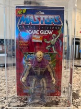 1987 MOTU Scare Glow AFA 85 NM+ NEW Burst Green Halberd Series 6 CLEAR BUBBLE picture