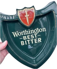 VTG WORTHINGTON BEST BITTER Beer Pub Ashtray CASTLE CERAMICS XL Made in UK picture