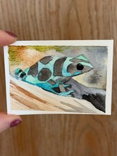 ACEO Art Card Original Poison Dart Frog Watercolor Painting picture