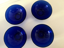 Lovely Vintage Cobalt Blue Glass Bowls 5 1/4”,  set of 4 picture