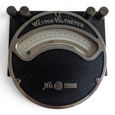 Antique Weston Voltmeter Model 45 Industrial Steampunk Decor Works* READ picture