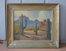 George Frederick Gleich - Oil Painting Superstition Mountains Arizona - 1945 picture