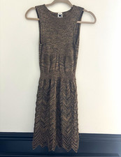 Missoni Metallic Knit Chevron Sleeveless A-Line Knee Length Dress M Round picture