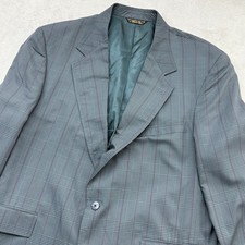 Vintage L.L. Bean Blazer Sport Coat Mens 44R Grey Blue Glen Plaid Made in USA picture