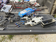 Traxxas E-Revo 1:16 Electric RC Parts Lot Chassis Body Shocks Blue/Gray/Black picture
