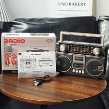 UMUTOO Retro AM/FM/SW Radio Bluetooth Speaker Dual Speakers with Large Knobs picture