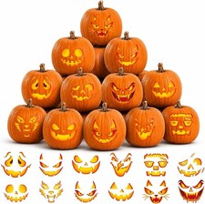 Halloween Pumpkin Stickers Kit Funny Faces No-Carve Pumpkin Decorating 2026 picture