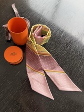 Hermès Twilly Silk Scarf Pink Yellow Green Equestrian Multicolor New with Tags picture