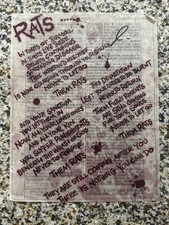 Ghost Band Rats Lyrics Sheet - Papa Emeritus Signed VIP Merch Tobias Forge picture