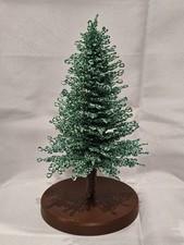 Handmade French Beaded Christmas Tree, Green Beaded Tree with Base, Miniature picture