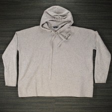Denver Hayes Women XXL Grey &Oatmeal Heather Ribbed Hooded Knit Sweater Pullover picture