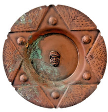Antique Arrow Metal Works Judaica Star of David Hammered Copper Wall Plaque Bowl picture