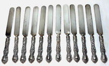 Matching Set 12 Antique R. Wallace 1835 Hollow Handle Dinner Knives Repousse picture