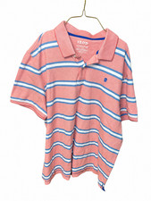 IZOD Men's Polo Shirt  XXL Advantage Performance Stretch Pink Blue White Stripe picture