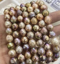 Genuine Natural 11-12MM South Sea Multi-Color Baroque Pearls Loose Beads 15