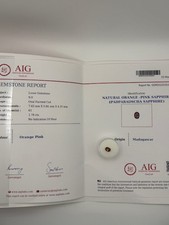 AIG Certified Sapphire 1.78ct Oval SI Orange‑Pink Natural Rare Gem Estate picture
