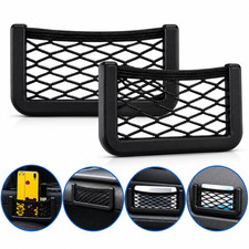2pcs Car Interior Body Edge Black Elastic Net Storage Phone Holder Accessories picture