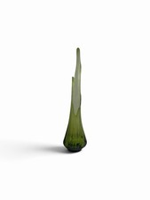 Vtg L E Smith 30” Avocado Green Simplicity Ribbed Swung Vase Fat Bottom picture