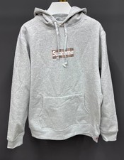 Supreme Burberry Box Logo Hooded Sweatshirt Heather Grey, Size M picture