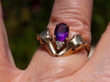 Stunning Greyhound, Whippet, 14k gold RING , Amethyst, Diamonds, Sapphire-Prize picture