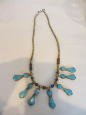 OLD PERSIAN OTTOMAN Yemeni OLD SILVER TURQUOIS Bedouin Tribal PENDANT Necklace picture