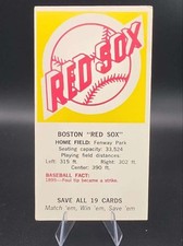 1968 Fleer Tallboy Team Info Cards #NNO Boston Red Sox Excellent picture
