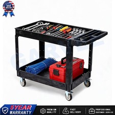 2-Tier Utility Service Cart Rolling Cart 550LBS W/ 360° Swivel Wheels Handle picture