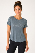 Lululemon Loop Around Blue Fog Short Sleeve Lightweight Burnout Tee sz 2 EUC picture