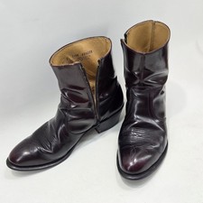 Vintage UFCW 1198 Union Leather Zip Up Western Ankle Boots Burgundy Mens 11 D picture