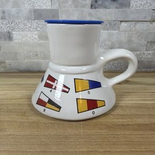 Vintage 1979 Barely Surviving Nautical Signal Flag Porcelain No Tip Mug with Lid picture